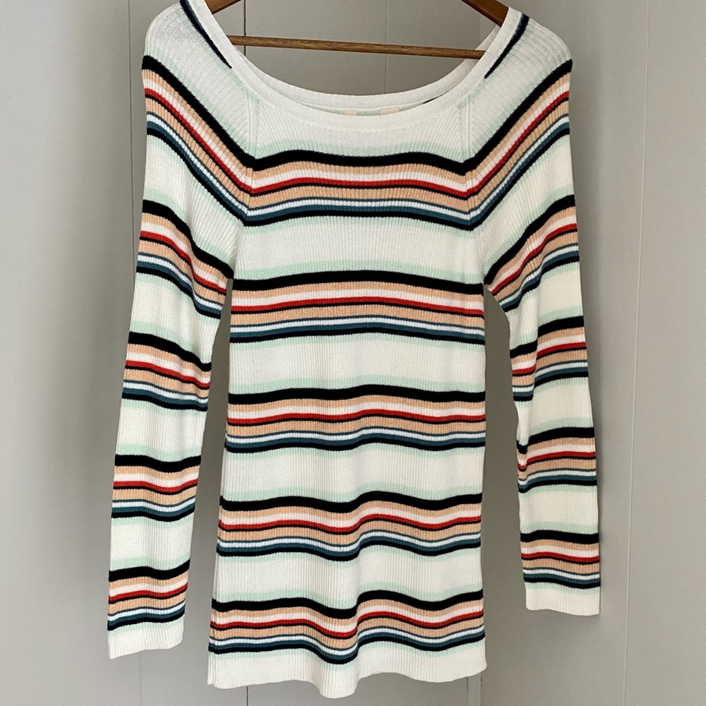 Anthropologie Moth Ribbed Striped Long Sleeve